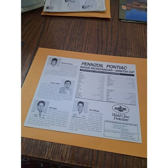 Vintage Michael Waltrip Pennzoil 30 Driver Card Bahari Racing NASCAR Winston Cup - Picture 2 of 2